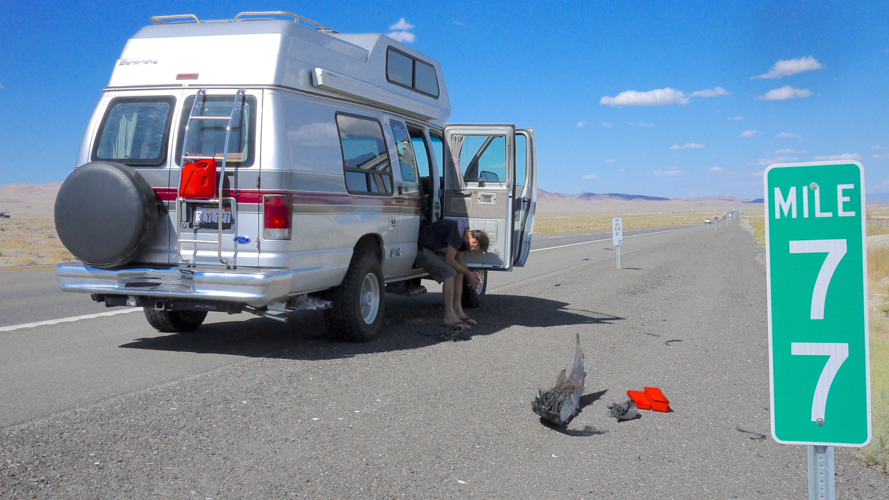 Our camper van Bertha on the road