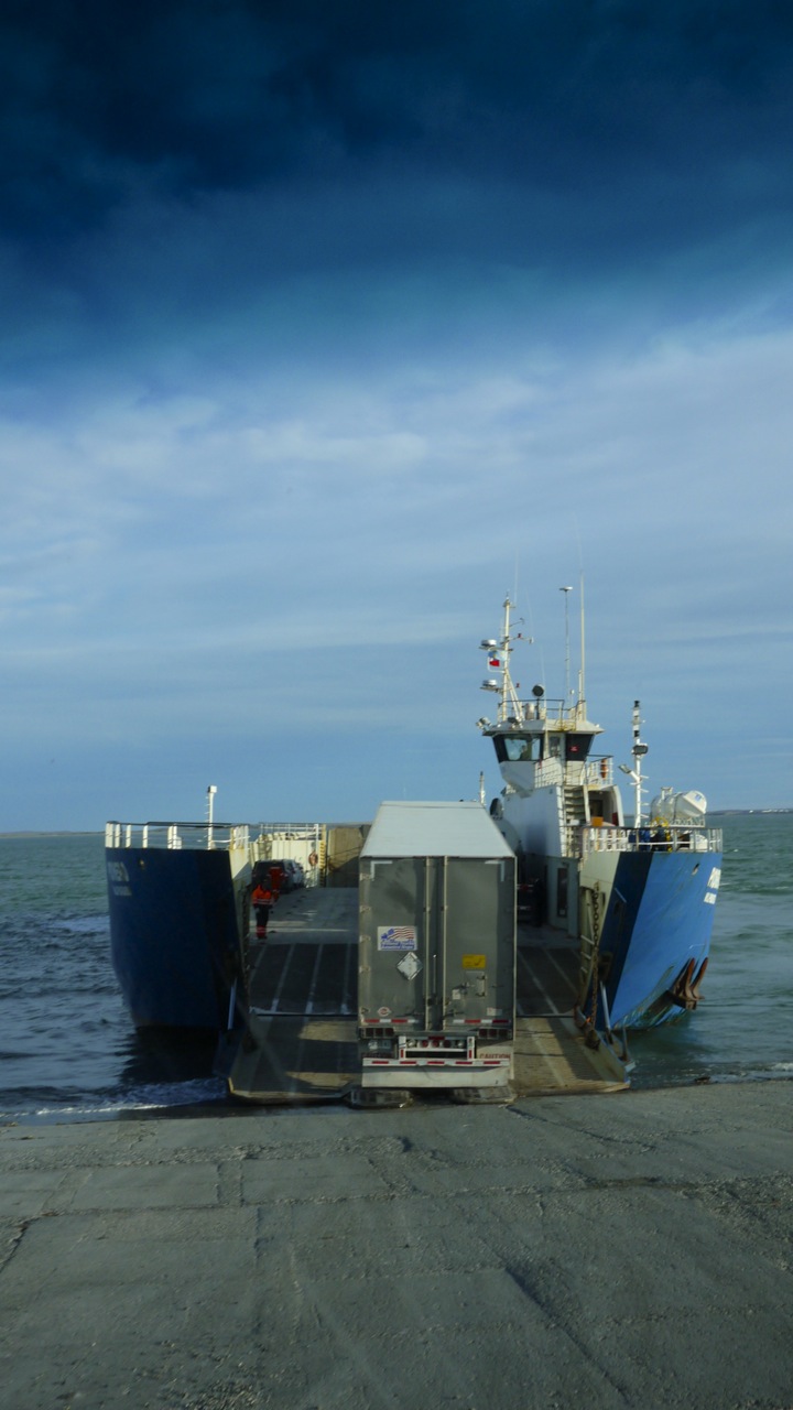 Strait of Magellan. The theory here is that you don't need mooring lines if you just rev up the engines. Don't worry about the current.
